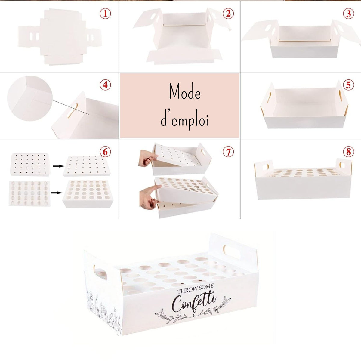 Porte cornet à confettis - Présentoir plateau de confettis de mariage