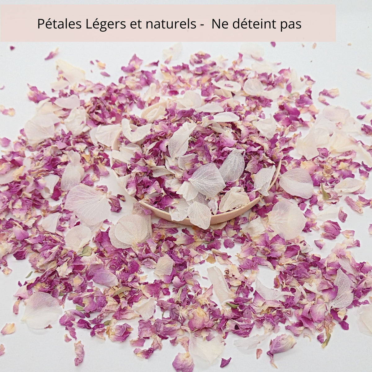 Tendresse - Confettis de Fleurs Séchées Mariage rose et blanc