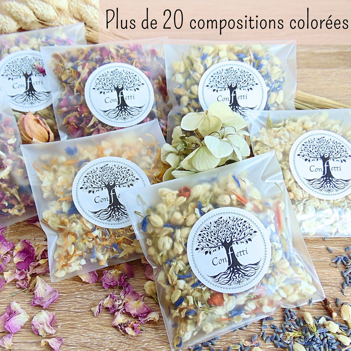 Sachet confettis fleurs sechees