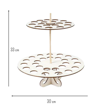 Support en bois pour cornet à confettis de fleurs séchées - Présentoir plateau de confettis de mariage pour 36 cônes