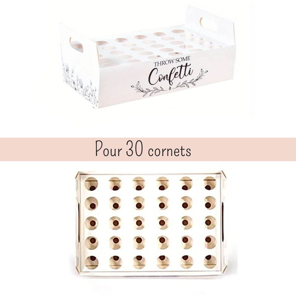 Porte cornet à confettis - Présentoir plateau de confettis de mariage