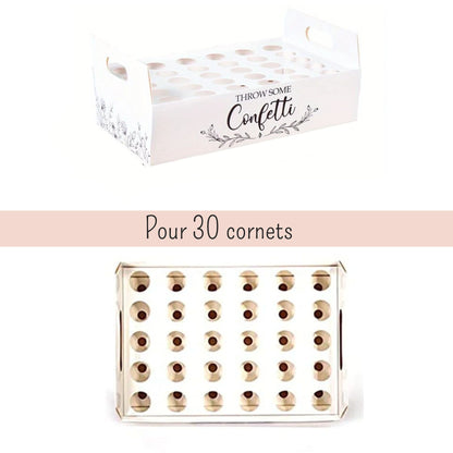 Porte cornet à confettis - Présentoir plateau de confettis de mariage