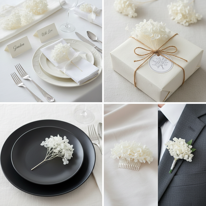 Brins d'Hortensia Stabilisé Blanc – Décoration Mariage