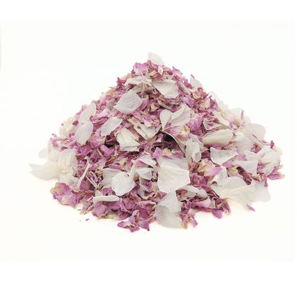 Tendresse - Confettis de Fleurs Séchées Mariage rose et blanc