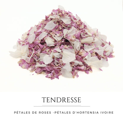 Tendresse - Confettis de Fleurs Séchées Mariage rose et blanc