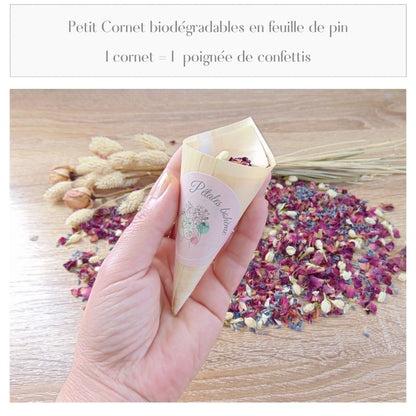 Petits Cornets Confettis Mariage avec Fleurs séchées