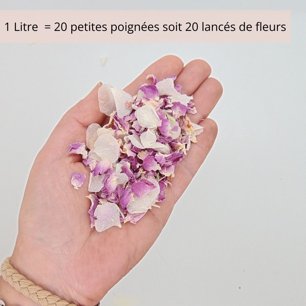 Tendresse - Confettis de Fleurs Séchées Mariage rose et blanc