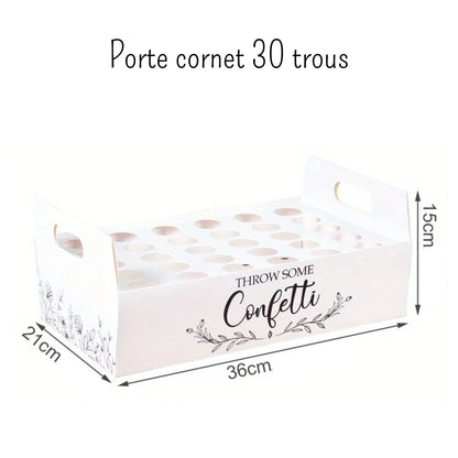 Porte cornet à confettis - Présentoir plateau de confettis de mariage